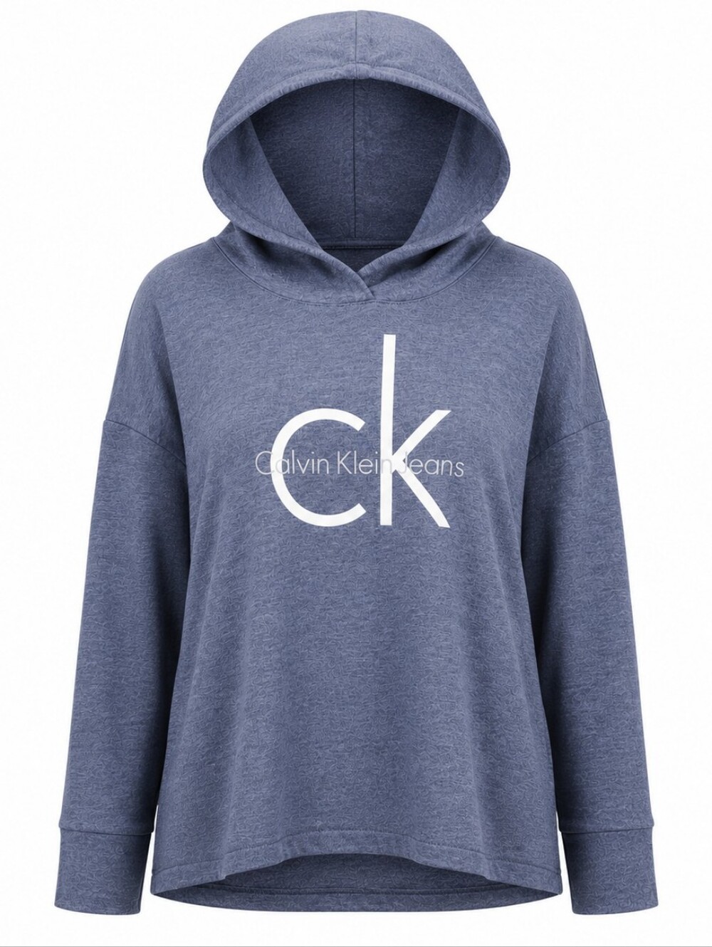 CALVIN KLEIN JEANS | Navy Logo Oversized Lightweight Hoodie High Low | XXL
